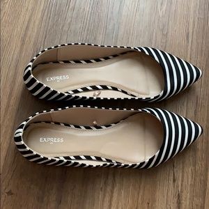 NEVER WORN EXPRESS BLACK AND WHITE FLATS
